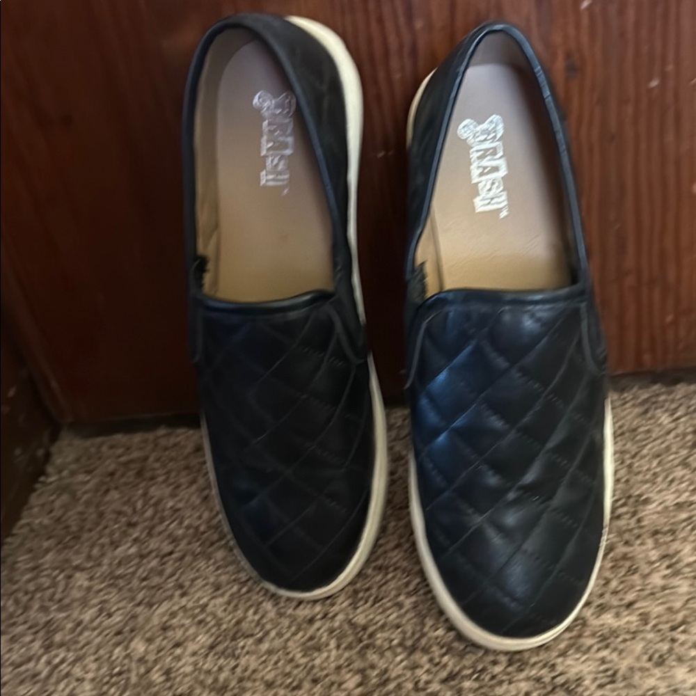 Black Quilted Slip-On Sneakers